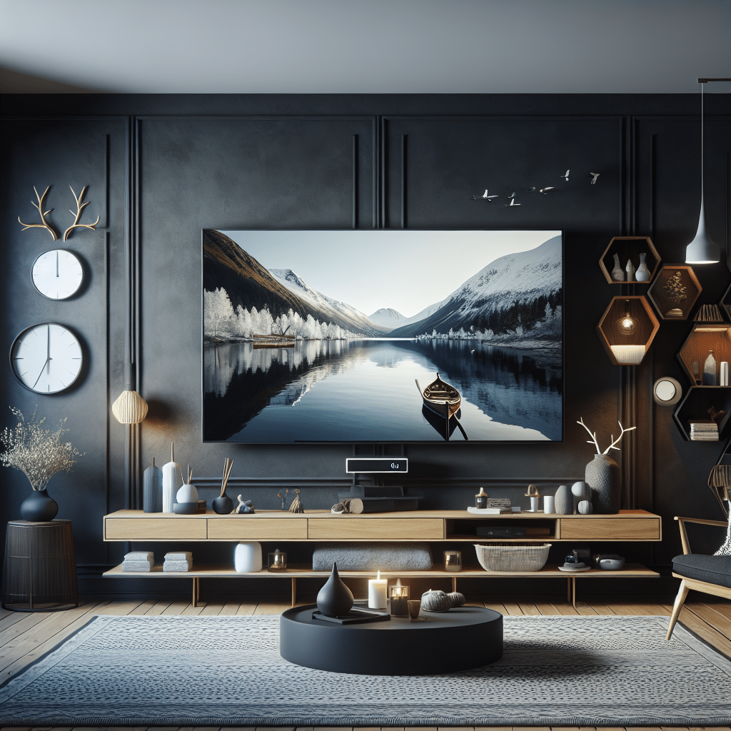 Transforma tu Salón Nórdico: Cómo una Pared Oscura Realza la Televisión y la Decoración