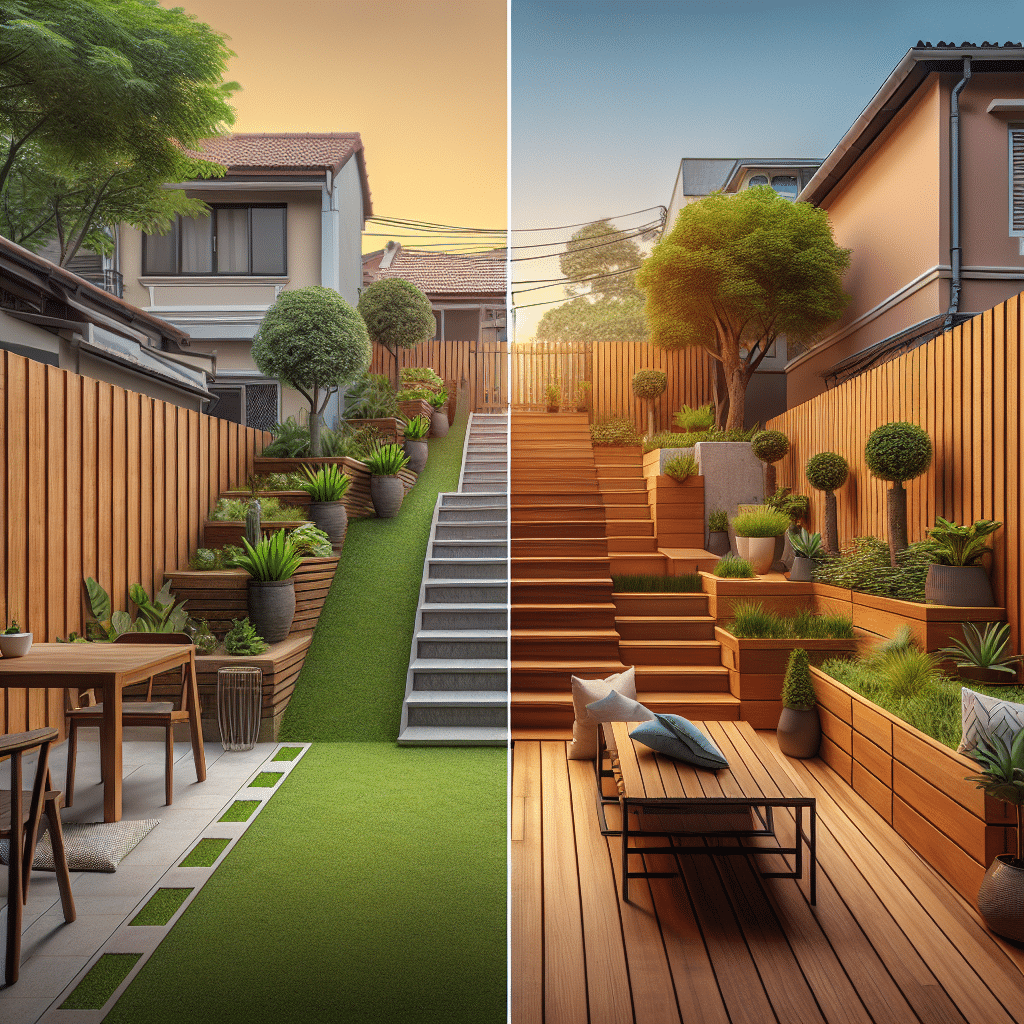 La Innovadora Transformación de un Patio Estrecho en Dos Niveles