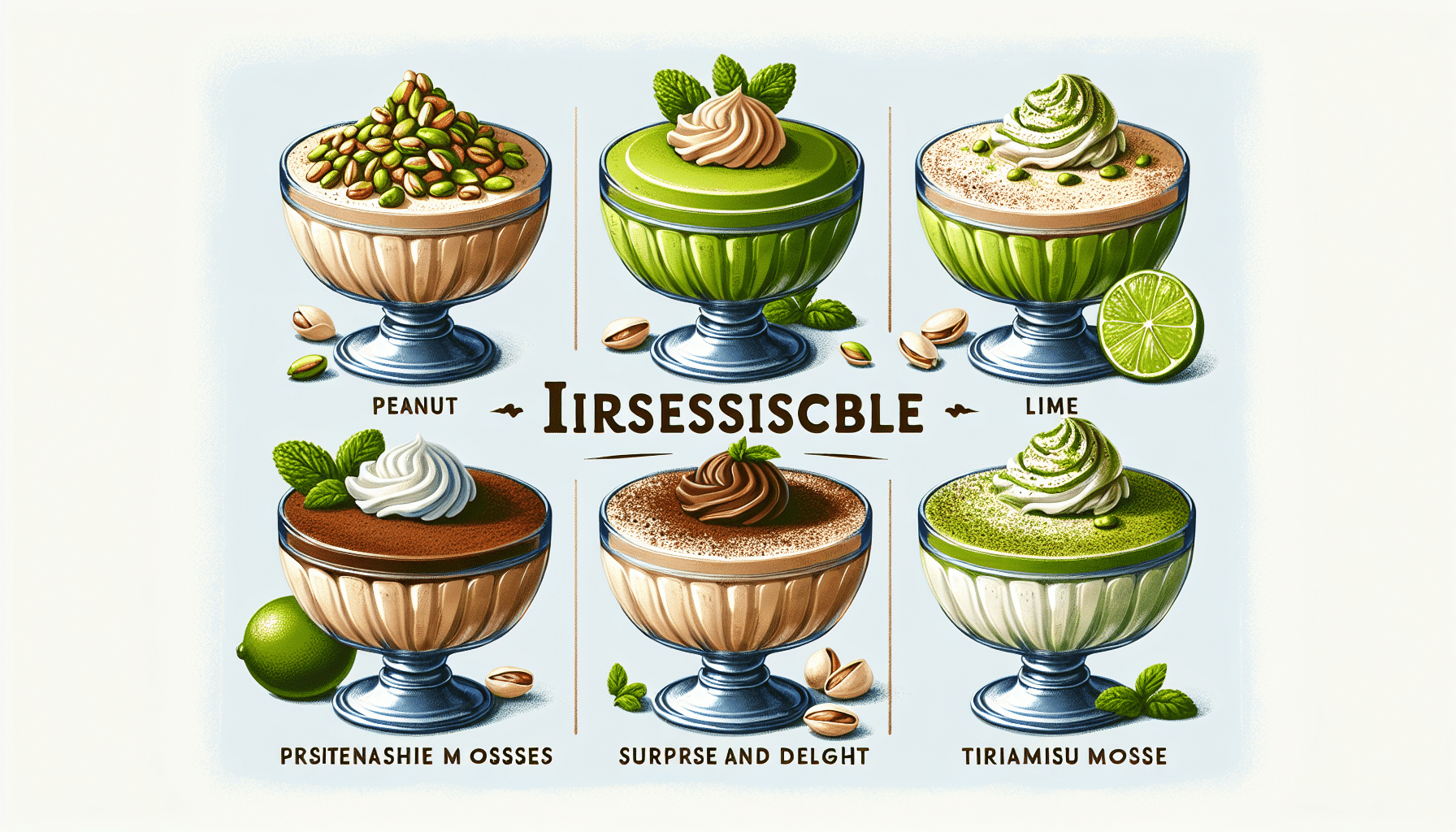 Cuatro Delicias de Mousse: Cacahuete, Pistacho, Lima y Tiramisú para Sorprender