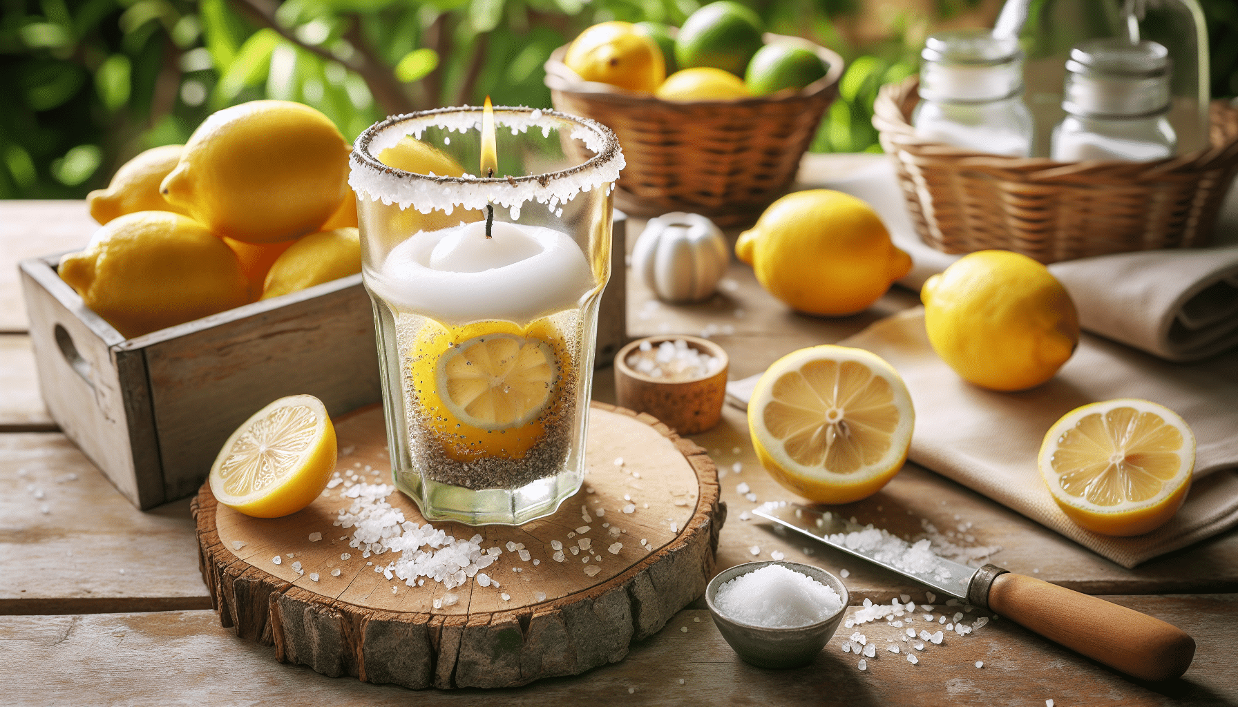 Crea una Elegante Vela Antimosquitos con tu Vaso Viejo usando Sal y Limones