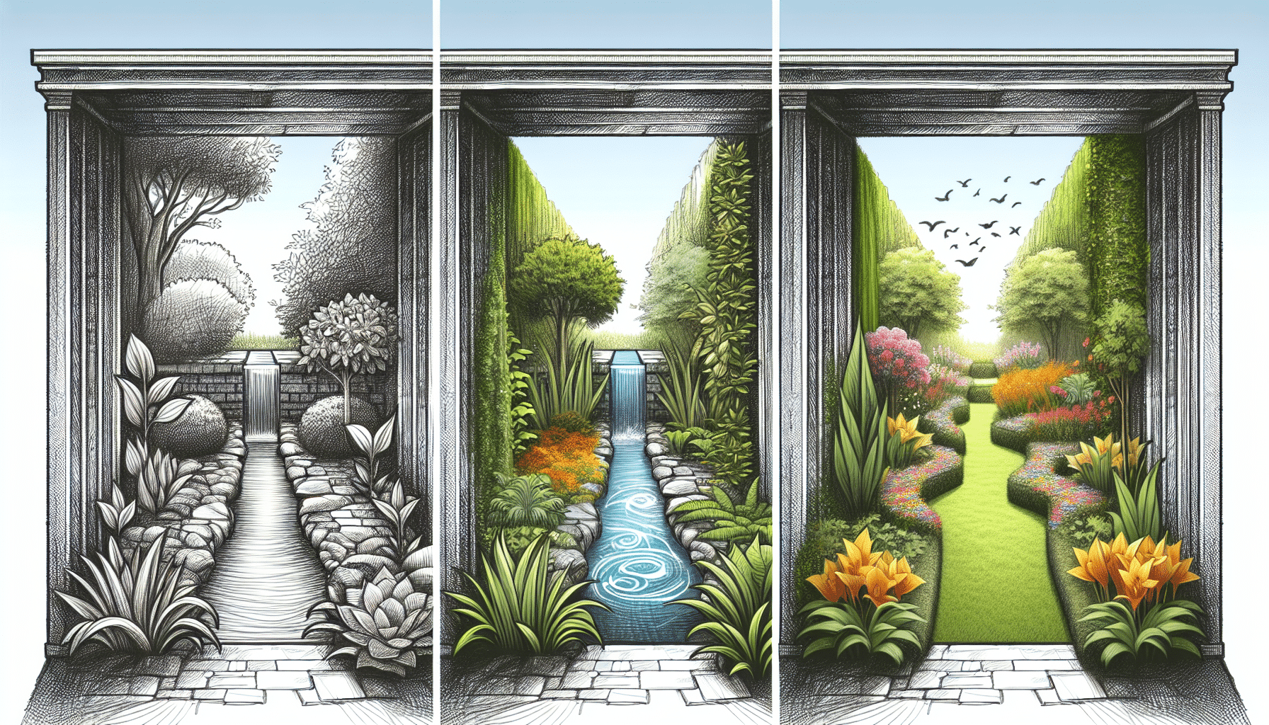 Renueva tu Jardín: Tres Espacios Únicos en un Área Estrecha y Alargada