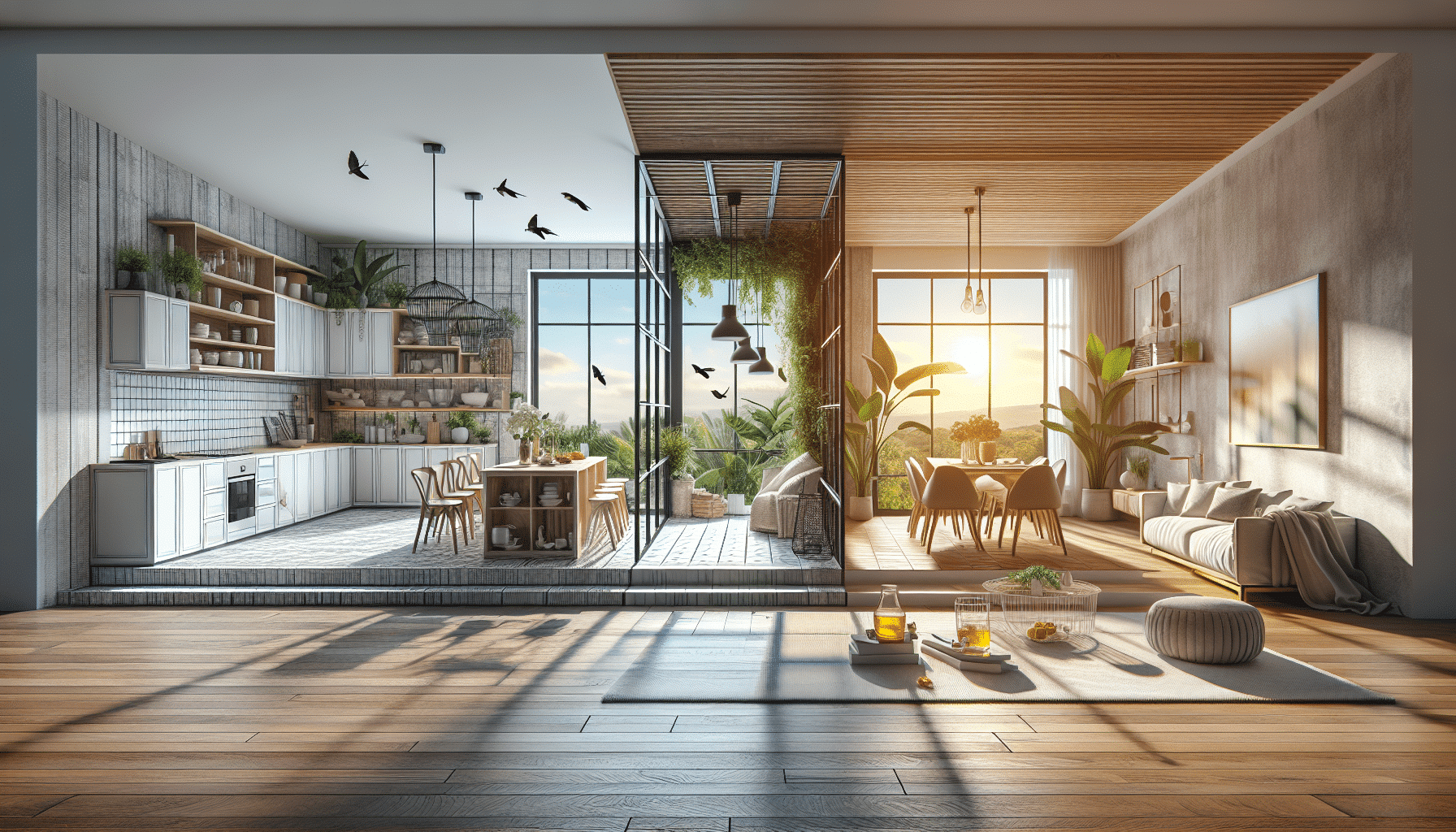 Diseño Abierto: Unificación de Cocina, Comedor y Salón en la Zona de Día