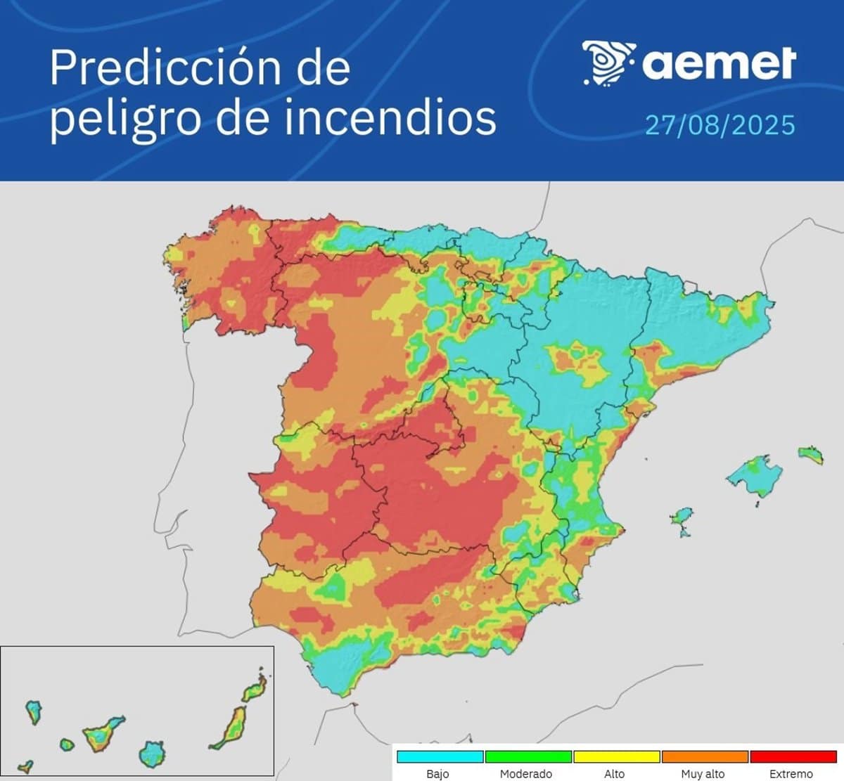 El riesgo de incendios se mantiene elevado en Toledo, Ciudad Real, Albacete y Cuenca, según AEMET.