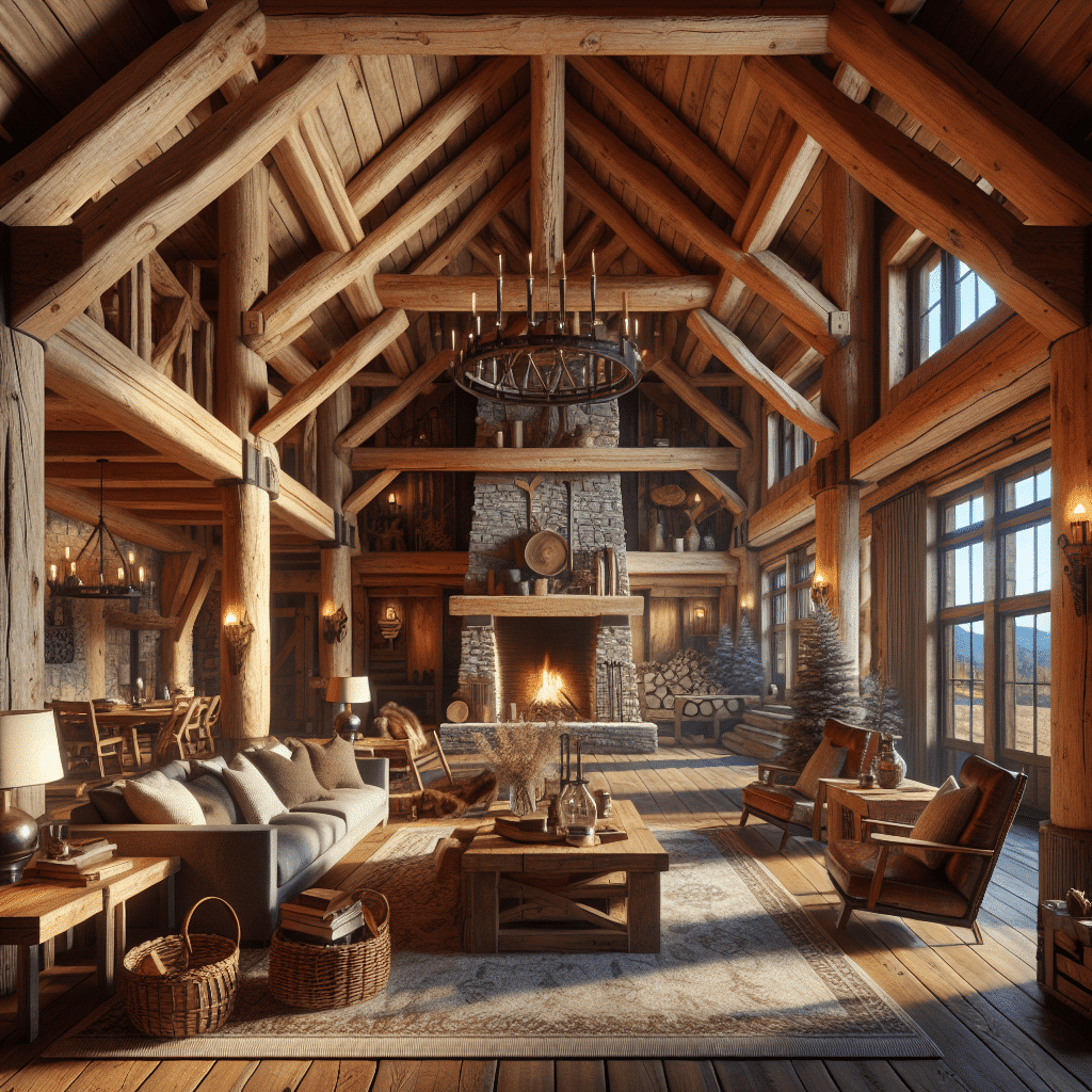 Refugio Acojedor: Encanto Invernal con Vigas de Madera y Chimenea