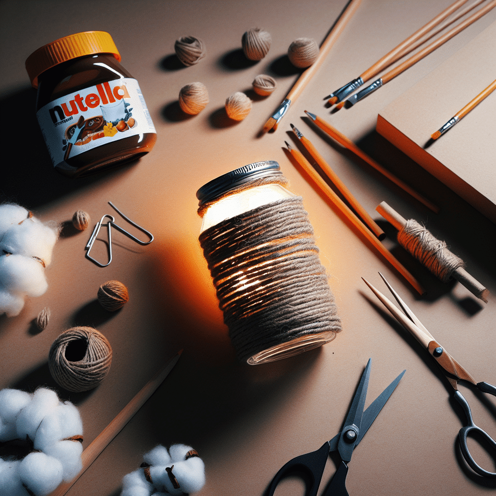 Transforma un Bote de Nutella en una Luminaria Artesanal con Cuerdas de Algodón