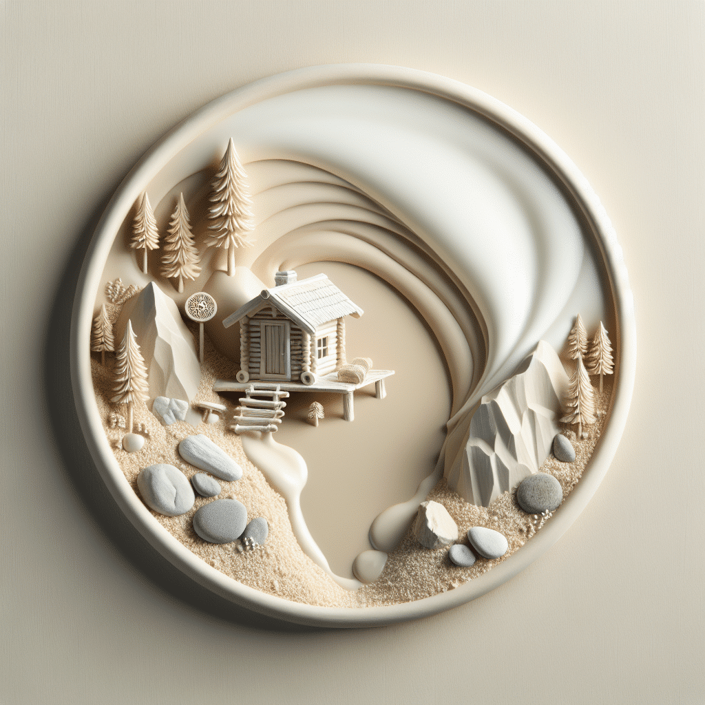 Refugio Tranquilo de Crema: Madera y Piedra en Armonía