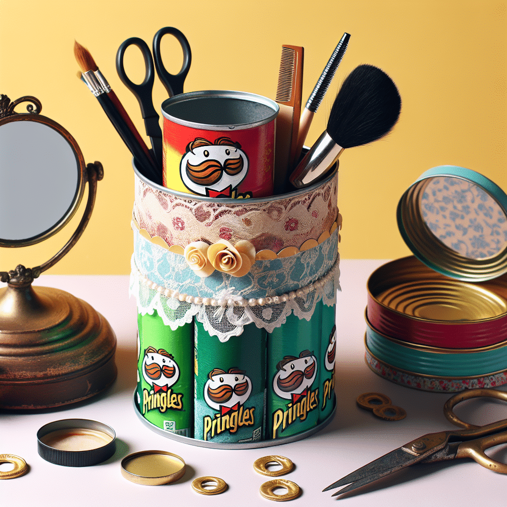 Transforma tus Botes de Pringles en Elegantes Organizadores Vintage para tu Tocador