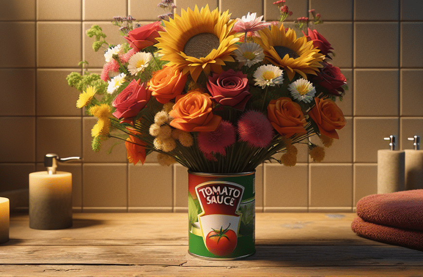 Transforma tu Baño: Bote de Tomate de Mercadona Convertido en Jarrón de Flores Perfecto