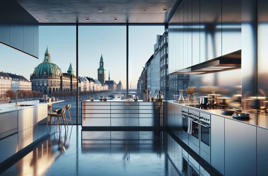 Cocina de Acero Inoxidable: Elegancia Moderna en el Corazón de Copenhague