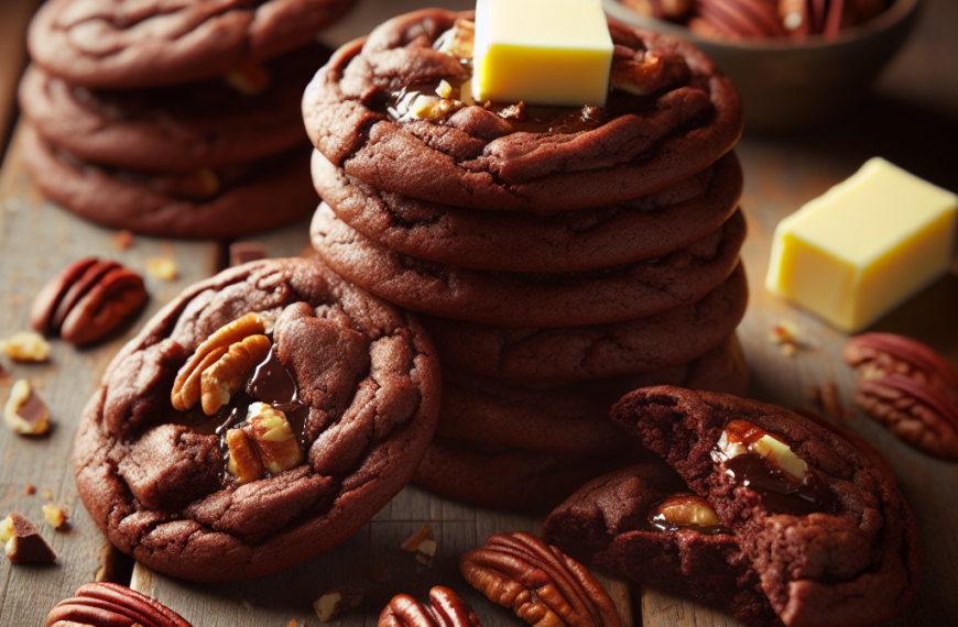 Delicias de Chocolate: Galletas con Mantequilla Tostada y Pecanas, Crujientes y Fundentes
